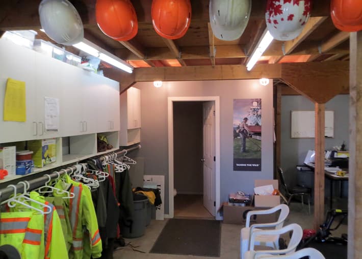 View of the staff area and high-vis safety gear